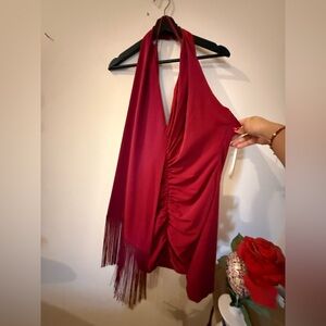 Halston Heritage Deep Red Halter Scarf